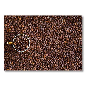 Fincan Ve Kahve Çekirdekleri  Mdf Ahşap Tablo 50x70 cm