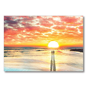 Gün Batımı Çiftler Elele  Mdf Ahşap Tablo 25x35 cm
