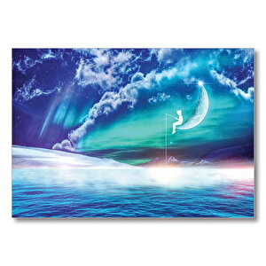Ayda Balık Avlayan Çocuk Fantazi  Mdf Ahşap Tablo 35x50 cm