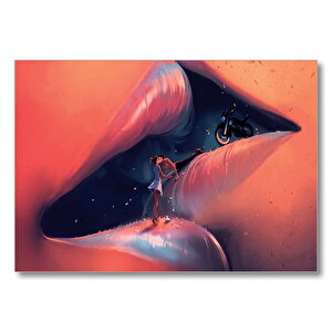 Dudakta Öpüşen Gençler Soyut  Mdf Ahşap Tablo 25x35 cm