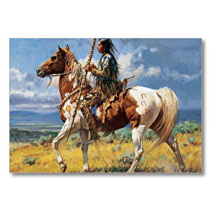 Atlı Avcı Kızılderili  Mdf Ahşap Tablo 25x35 cm
