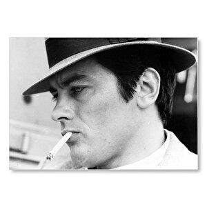 Alain Delon Şapkalı  Mdf Ahşap Tablo 25x35 cm