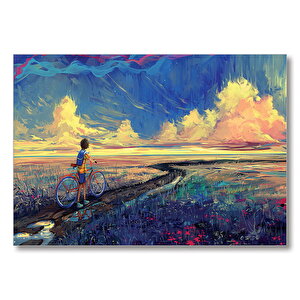 Bisikletli Çocuk  Mdf Ahşap Tablo 25x35 cm
