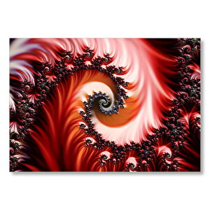 Kırmızı Siyah Fraktal Spiral Dönenceler Mdf Ahşap Tablo 25x35 cm