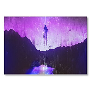 Karanlık Dağlar, Göl Ve Göğe Yükselen Ruh Mdf Ahşap Tablo 25x35 cm