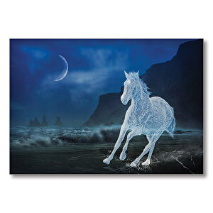 Buzlu At Gece Fantastik  Mdf Ahşap Tablo 35x50 cm