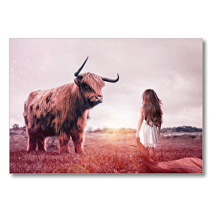 Çocuk Ve Boğa  Mdf Ahşap Tablo 25x35 cm