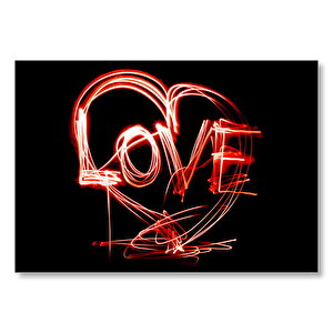 Love Kırmızı Neon Lights Karalama Mdf Ahşap Tablo 50x70 cm