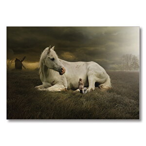 At Köpek Kız Çocuğu Fantatik  Mdf Ahşap Tablo 25x35 cm