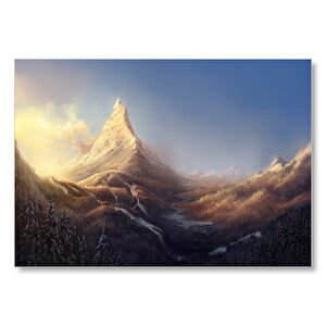 Kış Ve Dağlar Yağlıboya Mdf Ahşap Tablo 25x35 cm