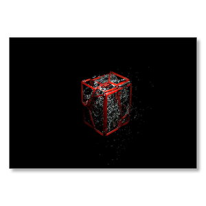 Kırmızı Küp Sıvı Patlaması Mdf Ahşap Tablo 25x35 cm