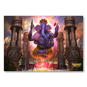 Lord Ganesha Hindu Tanrısı Mor Mdf Ahşap Tablo 35x50 cm