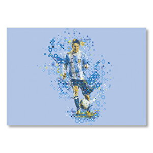 Lionel Messi Arjantin Milli Forma Mozaik Mdf Ahşap Tablo 35x50 cm