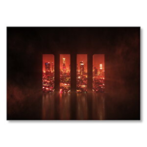 Kübik Şehir Manzarası Ve Yansımaları Mdf Ahşap Tablo 35x50 cm