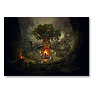 Korkunç Ağaç Ve Yalnız Adam Mdf Ahşap Tablo 50x70 cm