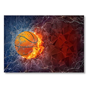 Alev Buz Basketbol Topu  Mdf Ahşap Tablo 35x50 cm
