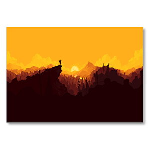 Firewatch Günbatımı Kayalıkların Üstünde Mdf Ahşap Tablo 35x50 cm
