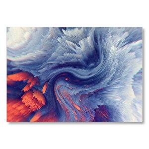 Gri Ve Turuncu Kıvrımlı Renk Patlamaları Mdf Ahşap Tablo 25x35 cm