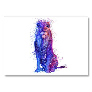 Aslan Püskürtme Boya Mor Mavi Mdf Ahşap Tablo 50x70 cm