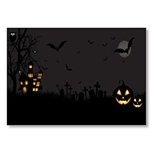 Halloween'de Dolunay Mdf Ahşap Tablo