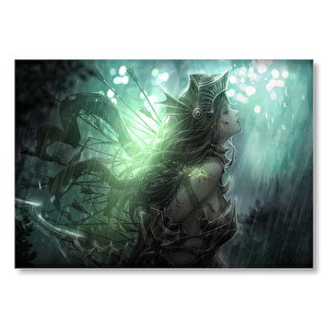 Fantastik Savaşçı Kız Ve Oklar Mdf Ahşap Tablo 50x70 cm