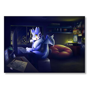 Fluffy Ejderha Mika Dijital Art Mdf Ahşap Tablo 25x35 cm