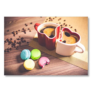 Kalpli Fincanlar, Makaronlar Ve Kahve Çekirdekleri Mdf Ahşap Tablo 25x35 cm