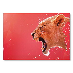 Agresif Aslan Üçgenler Low Poly Mdf Ahşap Tablo 50x70 cm