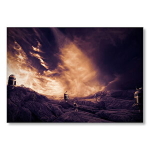 Astronotların Gezegeni Keşfi Mdf Ahşap Tablo 35x50 cm