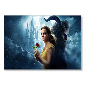Beauty And The Beast Emma Watson Kırmızı Gül Mdf Ahşap Tablo 35x50 cm