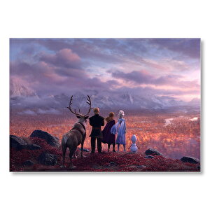 Frozen 2 Queen Elsa, Anna, Olaf Ve Kristoff Tepelerde Mdf Ahşap Tablo 50x70 cm