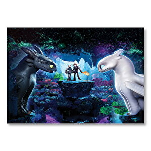 Ejderhanı Nasıl Eğitirsin 3 Dişsiz Ve Işığın Öfkesi Mdf Ahşap Tablo 50x70 cm