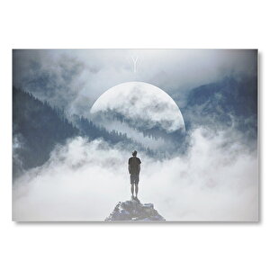 Dolunay Ve Sisler Ormanı Mdf Ahşap Tablo 35x50 cm