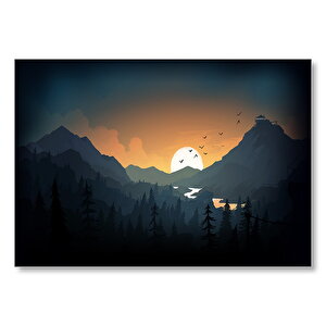 Firewatch Vadide Gün Batımı Ve Kuşlar Mdf Ahşap Tablo 50x70 cm