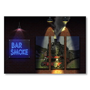 Duman Bar Neon Tabela Mdf Ahşap Tablo 50x70 cm