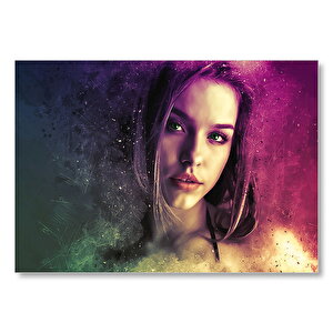 Güzel Kadın Portre İllüstrasyon Mdf Ahşap Tablo 50x70 cm