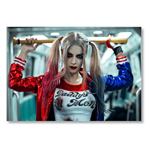 Harley Quinn Beyzbol Sopasıyla Mdf Ahşap Tablo 25x35 cm