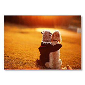 Çocuk Ve Köpek Best Friends Mdf Ahşap Tablo 50x70 cm