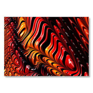 Fraktal Kırmızı Parçalı Yüzey Mdf Ahşap Tablo 50x70 cm