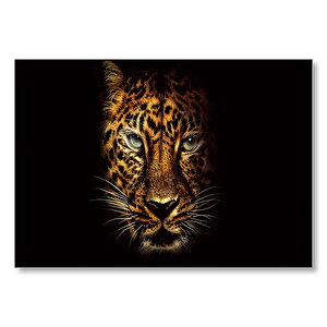 Jumanji Jaguar Başı Siyah Zemin Mdf Ahşap Tablo 35x50 cm