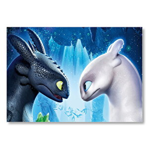 Ejderhanı Nasıl Eğitirsin 3 Dişsiz Ve Işığın Öfkesi Yakın Plan Mdf Ahşap Tablo 50x70 cm