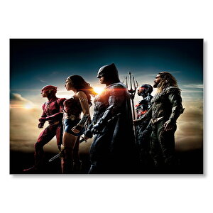 Justice League Batman, Flash, Wonder Woman, Cyborg, Aquaman Mdf Ahşap Tablo 25x35 cm