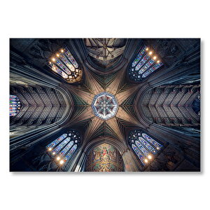 Katedral Tavanı Simetrik Mimari Mdf Ahşap Tablo 25x35 cm
