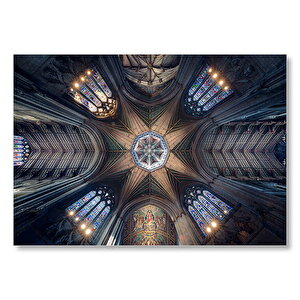 Katedral Tavanı Simetrik Mimari Mdf Ahşap Tablo 35x50 cm
