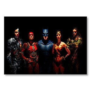Justice League Cyborg, Flash, Batman, Wonder Woman, Aquaman Mdf Ahşap Tablo 25x35 cm