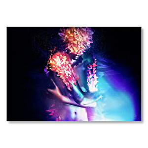 Fantastik Renk Mozaikli Kadın Mdf Ahşap Tablo 25x35 cm