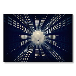 Gökdelenler Ve Uçak Mdf Ahşap Tablo 35x50 cm