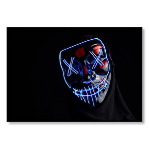 Anonymous Maske Neon Dikişli Mdf Ahşap Tablo 25x35 cm