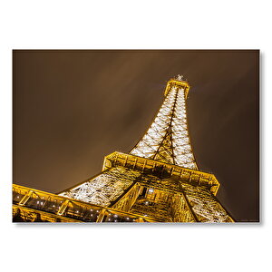 Eyfel Kulesi Alttan Görünüş Gece Işıkları Mdf Ahşap Tablo 25x35 cm