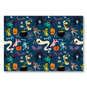 Halloween Pattern Mdf Ahşap Tablo 50x70 cm